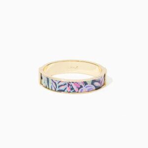 Lilly Pulitzer Gold Tone Photodome Oyster Bay Navy Bangle Bracelet NEW 2022
